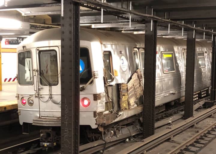 Aftermath of the derailment at the Eighth Avenue and 14th Street station in NYC&#x27;s West Village.