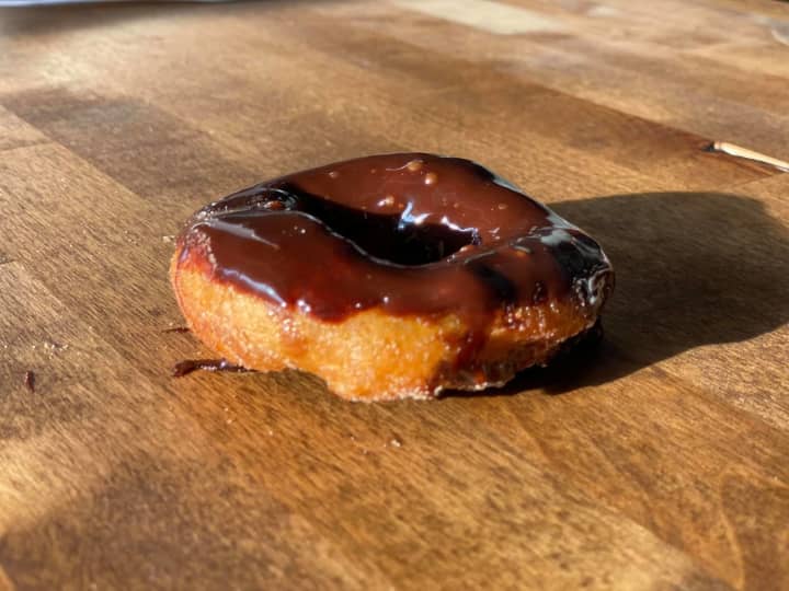 A chocolate bourbon ganache doughnut from Half Moon Rondout Cafe.
