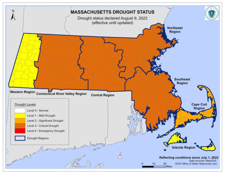 Almost every county in Massachusetts is facing critical drought conditions
