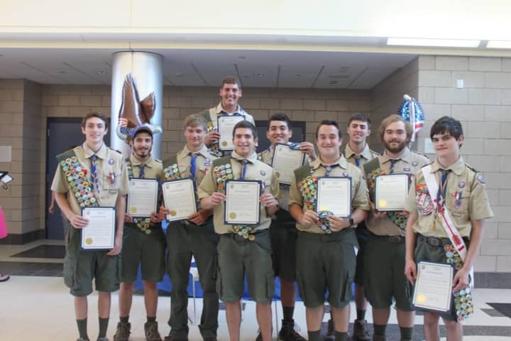 Ten Boy Scouts from New Fairfield Troop have attained the rank of Eagle during an eight-month period, breaking a record for Troop 37.