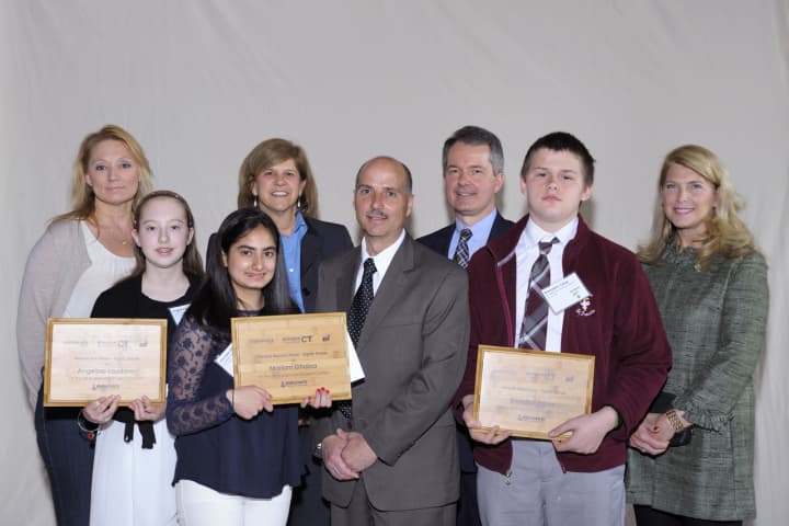 Eighth grader Mariam Ghaloo of Darien took second place at the 12th annual eesmarts student contest at the State Capitol.