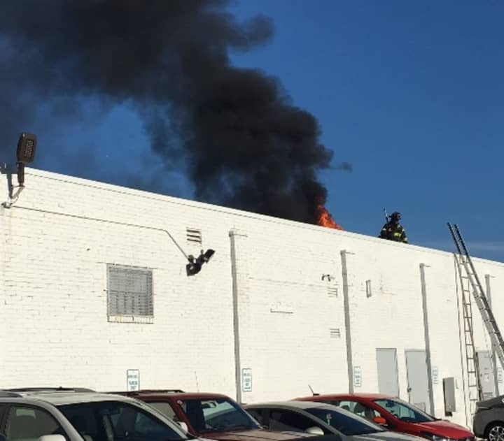 The roof of Maritime Motors in Fairfield caught fire on Saturday morning, but nobody was injured