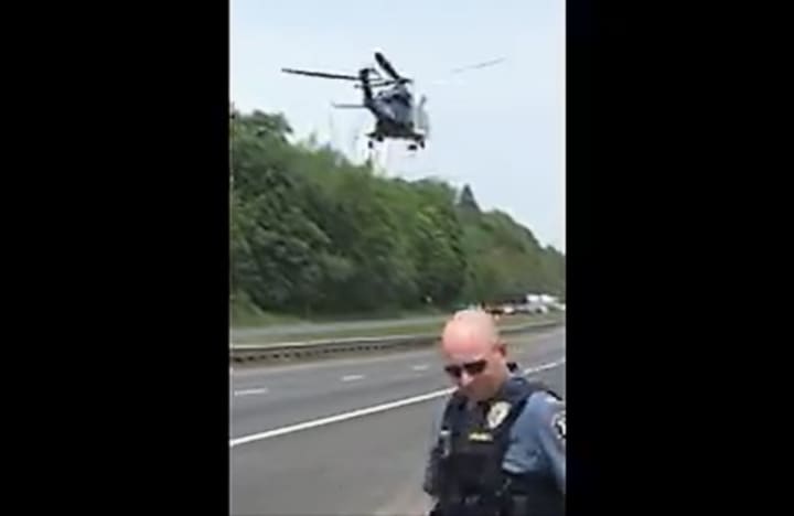 The Northstar helicopter takes off from Route 287 in Mahwah with the critically injured victim, headed for St. Joseph&#x27;s University Hospital in Paterson.