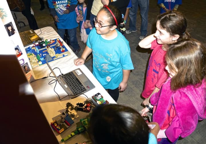 Girls take part in last year&#x27;s Lego League competitions.