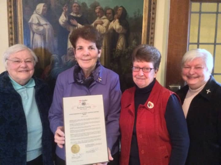 The leadership of the Dominican Sisters of Blauvelt are shown, from left, Sister Anne Daniel Young, O.P., Sister Joan Agro, O.P, Sister Catherine Howard, O.P. and Sister Michaela Connolly, O.P.