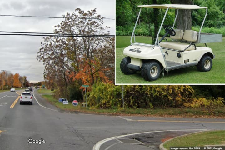 Dopson Wynter, age 60, died following a crash involving a golf cart on Route 9 in Kinderhook Saturday, Aug. 13. (Inset: Golf Cart File Photo)