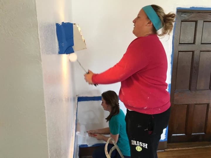 Students from William V. Fisher Catholic High School in Lancaster, Ohio visited New York to volunteer for Habitat for Humanity.