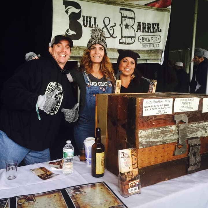 Left to right, Head Brewer Mark Reffers, Co-Owner Wendy Walken and Stephanie Tomplison of Bull &amp; Barrel Brew Pub in Brewster.