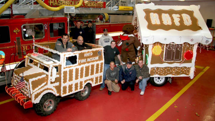 Hasbrouck Heights Fire Department and their holiday float.