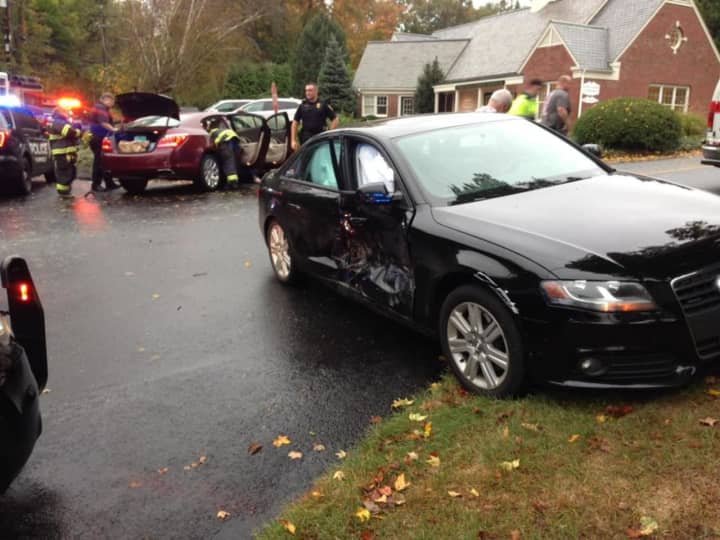 Nobody was injured in a car accident at Hillside Road and Hill Farm Road