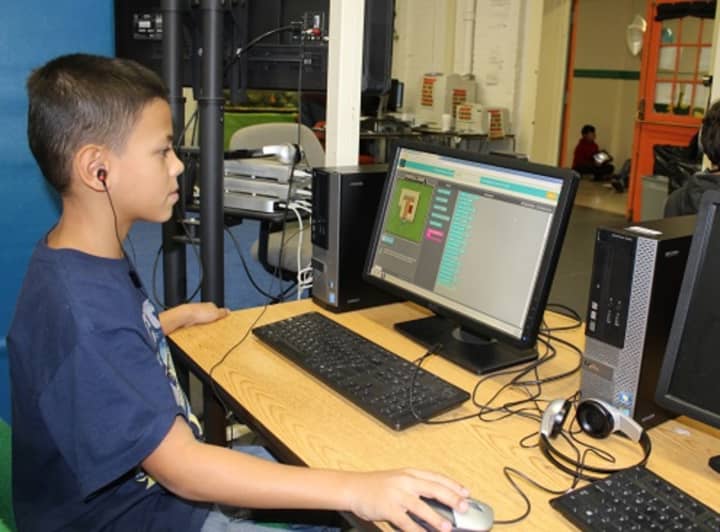 A student from Greenburgh Central School district participating in the Hour of Code.