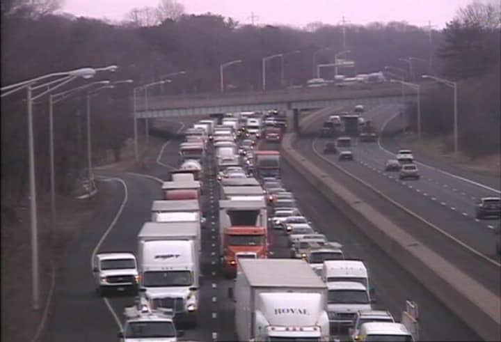 I-95 south in Westport is backed up after a tractor trailer crash