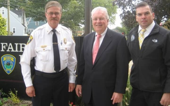 Deputy Chief Chris Lyddy, First Selectman Mike Tetreau and Police Chief Gary MacNamara, members of the Fairfield Emergency Management Team, are urging residents to be prepared for Hurricane Joaquin. 