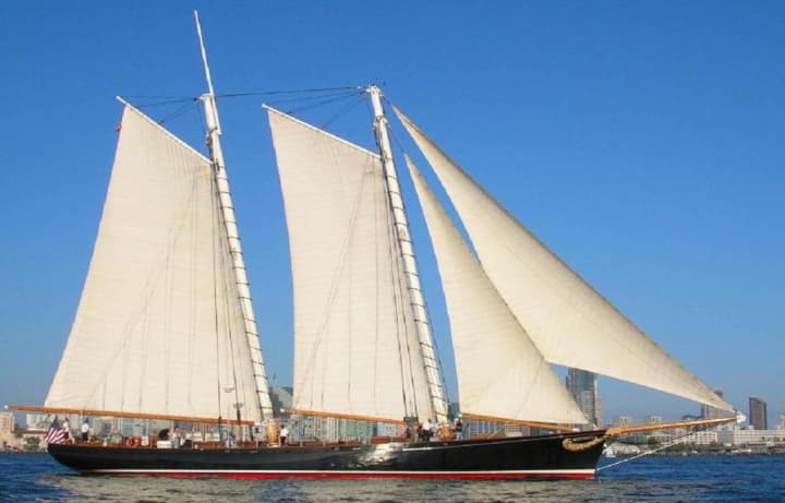 A replica of the historic schooner America will sail into Southport Harbor on Sunday.