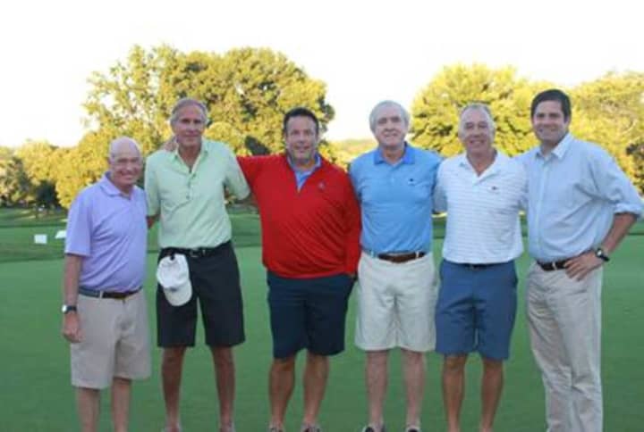 From left: FCA President &amp; CEO Robert F. Cashel, Golf Classic Co-Chairs Bill Webster, Jamie Bergin, Peter Murphy and Mark Brown, and Jimmy Murphy, representing his father, William O. Murphy, who was honorary chair.