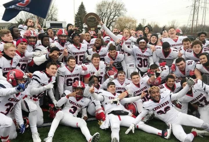 The Stepinac Crusaders football team won its second state title in four years on Nov. 25 in West Seneca, N.Y.