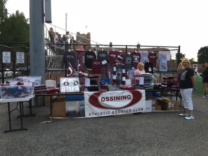 The Ossining Athletic Booster Club has a merchandise stand at every football game.