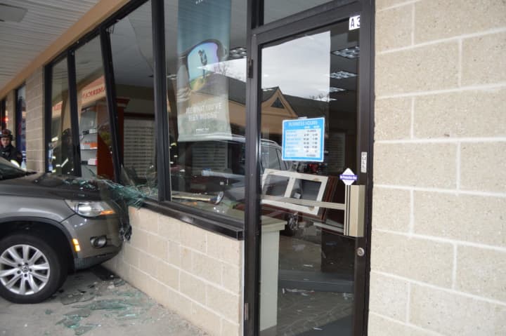 A woman drove into a storefront after mixing up the brake and gas pedals.