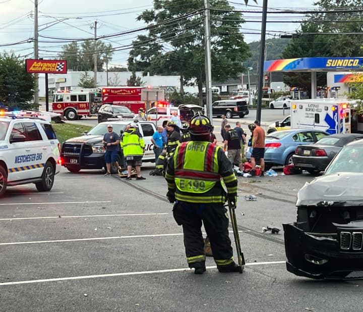 The crash happened next to Advance Auto Parts in Bedford on Route 117, police said.