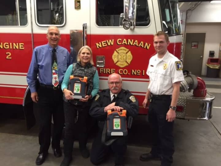 Norwalk Hospital recently donated two automated external defibrillators (AEDs) to the New Canaan Fire Department and one to St. Aloysius Church in New Canaan.