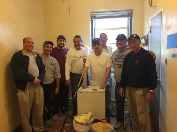 St, Matthew&#x27;s Knights gathered at Malta House in Norwalk to work on the facility.