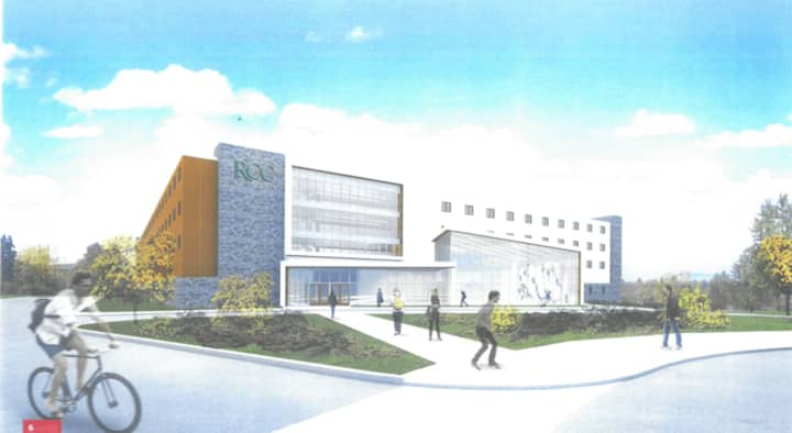 A rendering of what the proposed residence hall will look like at Rockland Community College.