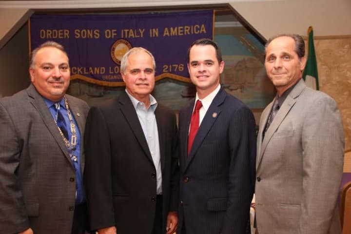 Attendees at the event included, from left, Greg DeCola, President, Richard Carlucci, Sen. David Carlucci and Robert Ferrito, New York State 1st Vice President, Grand Lodge of Sons of Italy.