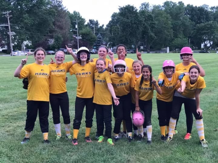 The Oradell Hawks after winning their championship softball game.