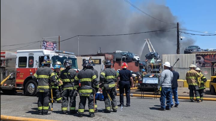 Scene from the Southwest Philadelphia junkyard fire on May 26.