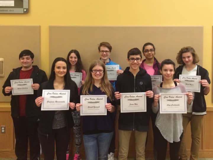 These Irvington High School students were recognized by the district with a Core Value Award in February.