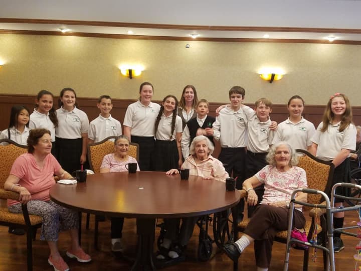 Students at St. Patrick&#x27;s in Yorktown sang for senior citizens on a recent visit to North Westchester Restorative Therapy and Nursing Center in Mohegan Lake, N.Y.