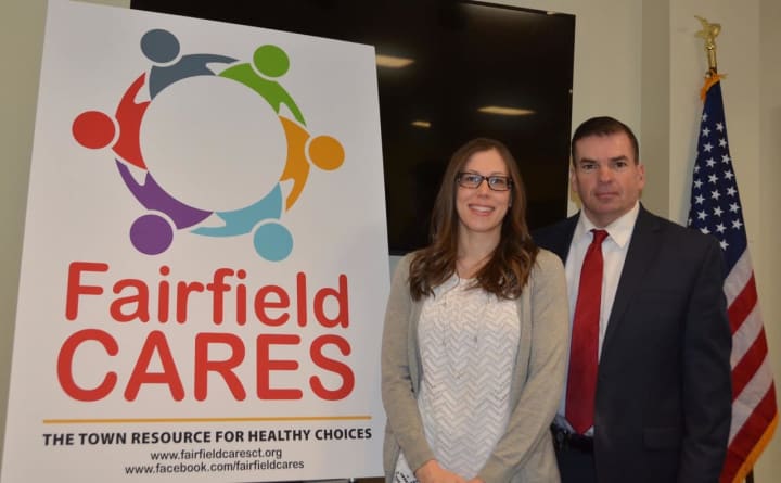 Amanda Romaniello, left, and Police Chief Gary McNamara have been have been elected co-chairs of the Fairfield Cares Community Coalition.