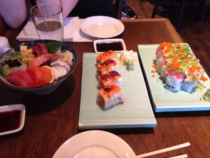 Chirashi sashimi bowl, Cajun roll, Crazy roll at Masa Sushi in Allendale.