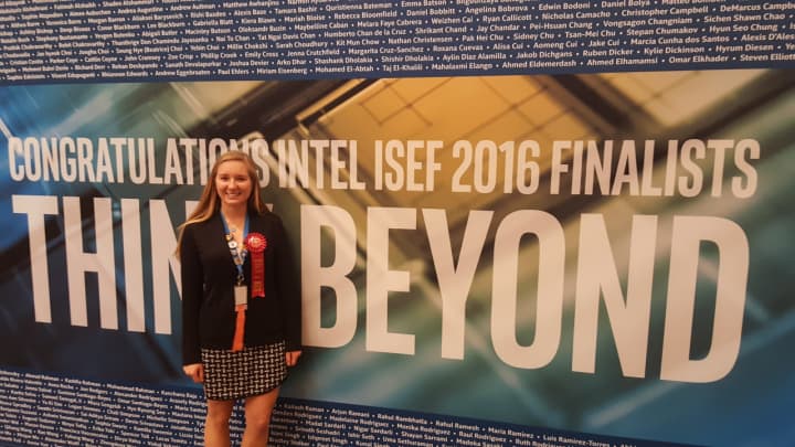 Pelham High School student Megan Ploch placed second in the environmental engineering competition at the recent Intel International Science and Engineering Fair.