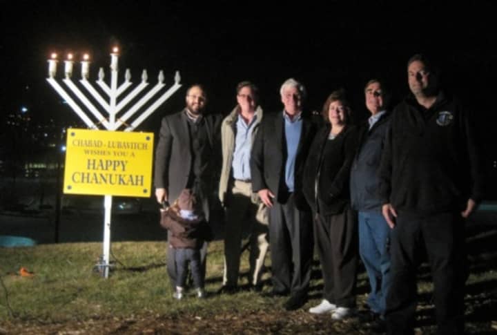 Franklin Lakes will light the borough&#x27;s menorah at a public event with emergency service workers in attendance. Shown is a previous year&#x27;s lighting. 