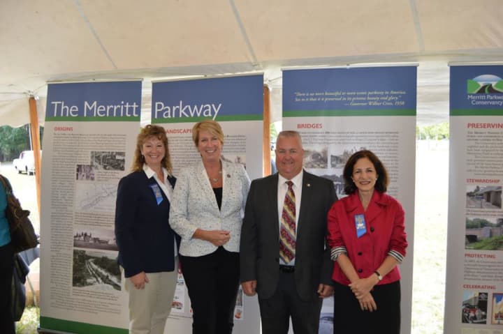 Rep. Laura Hoydick, R-Stratford, Rep. Laura Devlin, R-Fairfield, Rep. Ben McGorty, R-Stratford, and Rep. Gail Lavielle, R-Wilton, took part in the Merritt Parkway 75th anniversary event.