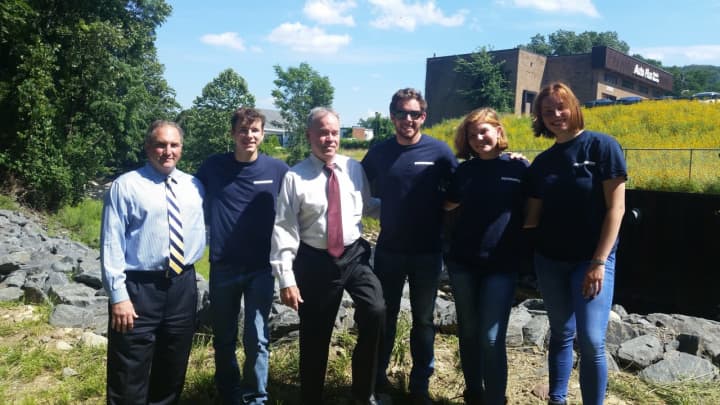 County Drainage Agency Director Vincent Altieri, County Executive Ed Day and Rockland Conservation Corps members Michael Clements, Devon Kenny, Caitlin Golden and Kelcie Bogardus