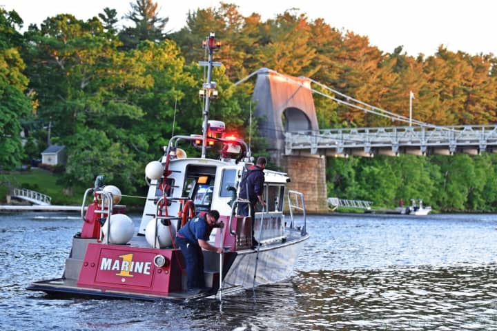 Newburyport Fire Department and its mutual aid partners are continuing to search for a missing six-year-old boy in the Merrimack River this morning. (Photo courtesy Newburyport Firefighter Michael Kent)