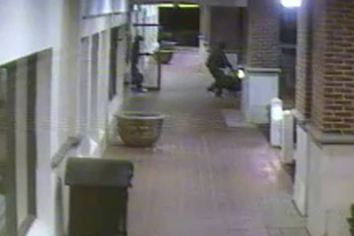 This photo was taken by security cameras outside Lenox Jewelers in Fairfield on the night of an armed robbery, according to Fairfield Police. 