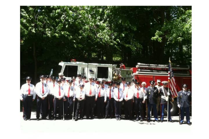 The Vista Fire Department posed for a photo before the Lewisboro Memorial Day Parade and ceremony.