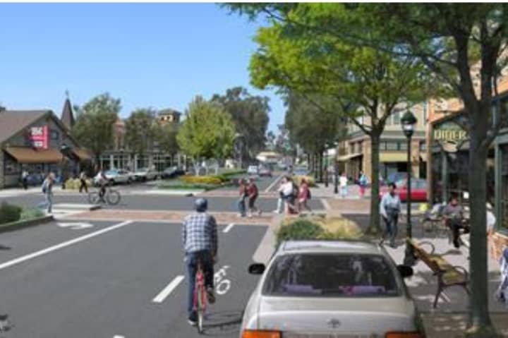 This artist&#x27;s rendering sows what a road designed with a &#x27;Complete Streets&#x27; policy would look like, if Fairfield were to adopt it. 