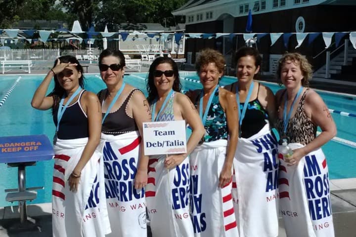 Teams of swimmers from all over Westchester County like this one from Mamaroneck will raise funds to fight cancer with Swim Across America-Long Island Sound events.