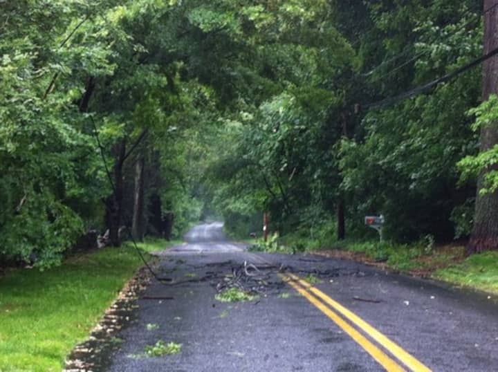 Roads were wet and covered with branches and leaves after heavy rainfall came from Tropic Storm Andrea.