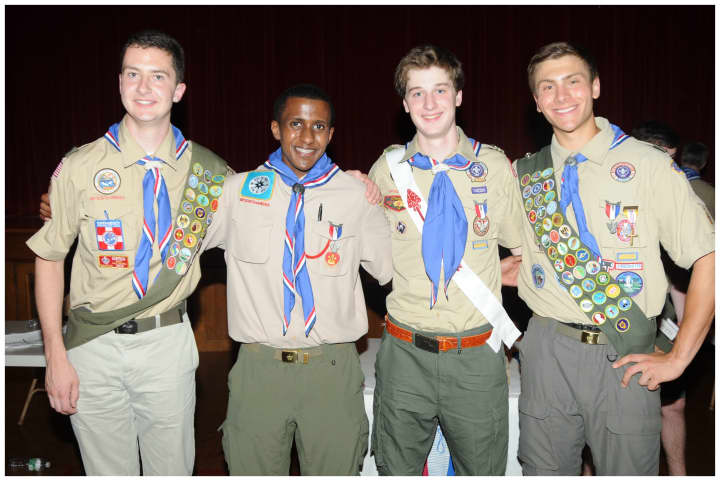 Bronxville Eagle Scouts Will Tarry, Asgede Teckie, Christopher Carley and Steven Ircha Jr. 