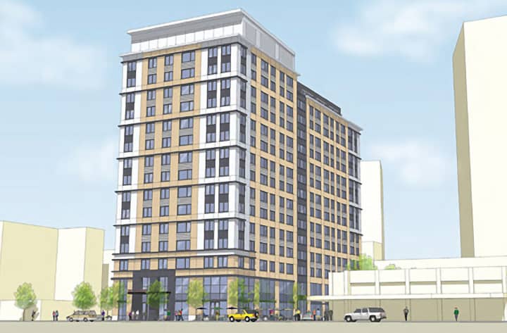 ICON architecture, inc.s rendering shows the second phase of Trinity Financial&#x27;s Park Square West, which will be located at 66 Summer St. in Stamford. 