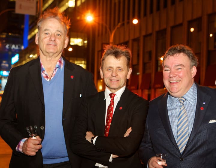Chef Peter Kelly, left, pictured with Bill Murray and Mikhail Baryshnikov at the Slovenia Vodka launch party.