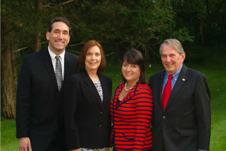 (from left) Richard Sklarin, Theresa Eaker, Lisa Wickersham and Peter Parsons are running on the Lewisboro Democratic ticket.