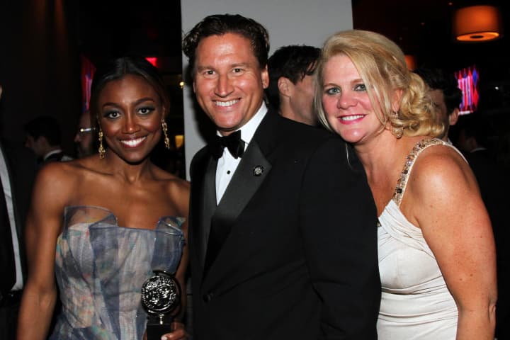 Patina Miller, Tony Award winner for Best Actress in &quot;Pippin&quot; with Ken Mahoney and Trish Mahoney.
