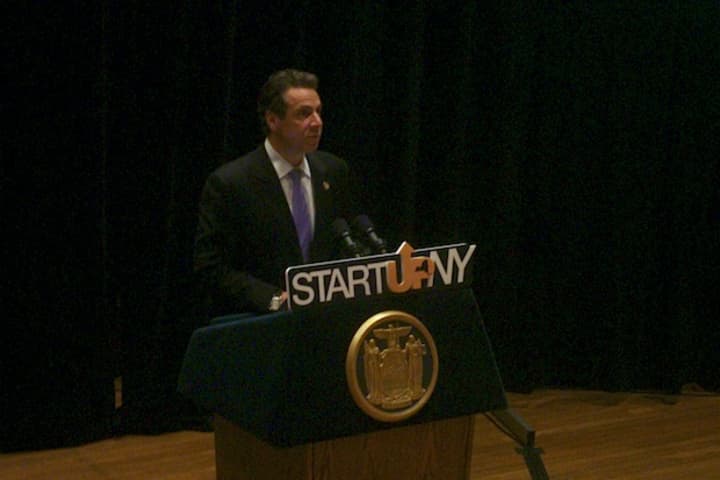 Gov. Andrew Cuomo shares his plans for START-UP NY at SUNY Purchase College in Harrison.