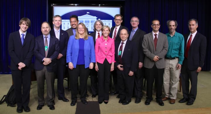 Kathy Giusti (in pink) was honored at the White House&#x27;s Champions of Change event. 